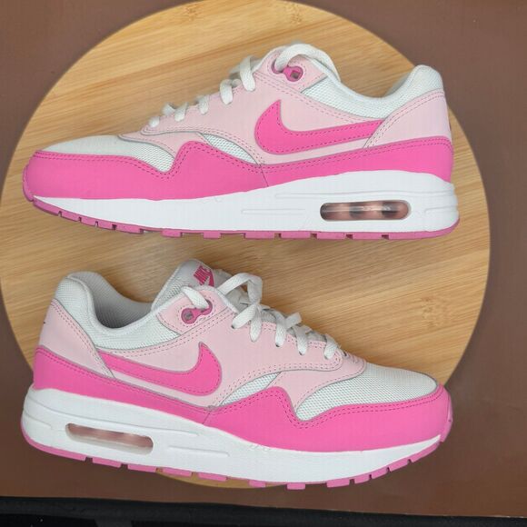 Nike Air Max 1 (GS) Shoes Big Kid’s SZ 6.5Y White/Playful Pink Foam - Picture 3 of 10